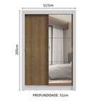 Guarda-Roupa Solteiro 2 Portas de Correr com Espelho 2 Gavetas Branco/Rustic Vivare Madesa