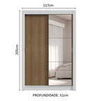 Guarda-Roupa Solteiro 2 Portas de Correr com Espelho 4 Gavetas Branco/Rustic Vivare Plus Madesa