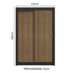 Guarda-Roupa Solteiro 2 Portas de Correr 4 Gavetas Preto/Rustic Vivare Plus Madesa