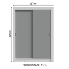 Guarda-Roupa Solteiro 2 Portas de Correr Branco/Cinza Milano Madesa