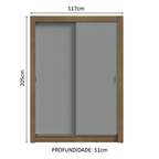 Guarda-Roupa Solteiro 2 Portas de Correr Rustic/Cinza Milano Madesa