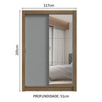 Guarda-Roupa Solteiro 2 Portas de Correr com Espelho 2 Gavetas Rustic/Cinza Vivare Madesa