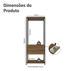 Guarda-Roupa Closet Modulado 2 Gavetas 70cm Rustic/Preto Madesa Valencia