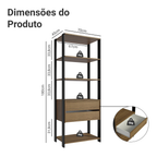 Guarda-Roupa Closet Modulado 2 Gavetas 4 Prateleiras 70cm Rustic/Preto Valencia Madesa