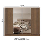 Guarda-Roupa Casal Madesa Apolo 4 Portas de Correr com Espelho Rustic