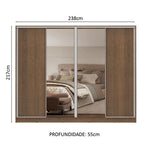 Guarda-Roupa Casal Madesa Apolo 4 Portas de Correr com Espelho Rustic