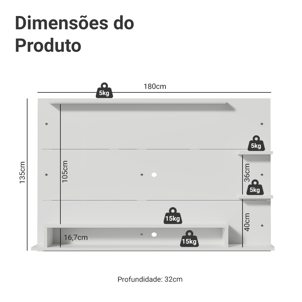 Painel para TV até 60 Polegadas Madesa Alfa Branco