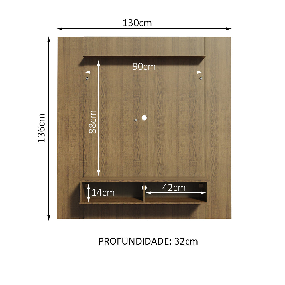 Painel para TV até 50 Polegadas Madesa Arizona 1 Prateleira 2 Nichos Rustic