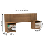 Cabeceira Extensível Madesa com 2 Mesas de Cabeceira com Espelho Rustic