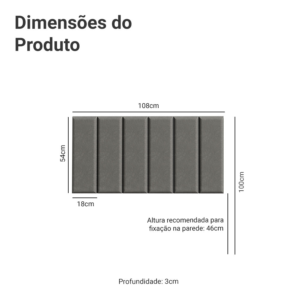 Cabeceira Estofada Modular Kit 6 Peças para Camas de Solteiro Silver Madesa