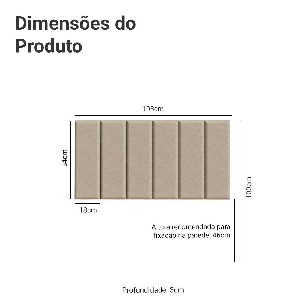 Cabeceira Estofada Modular Kit 6 Peças para Camas de Solteiro Imperial Madesa