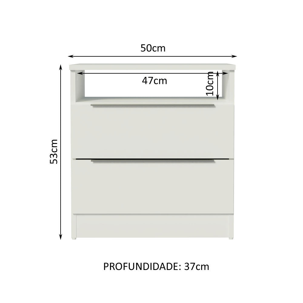 Mesa de Cabeceira Madesa 3227 com 2 Gavetas Branco