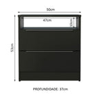 Mesa de Cabeceira Madesa 3227 com 2 Gavetas Preto