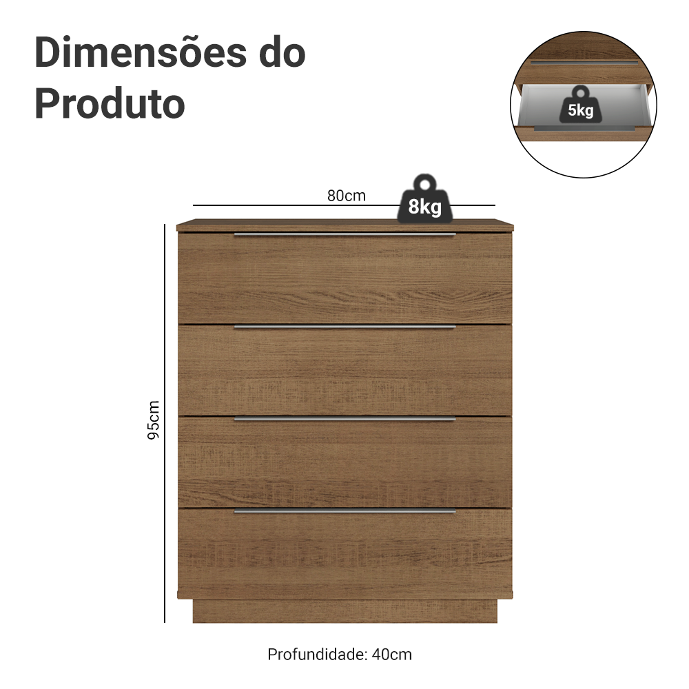 Comoda Madesa 4 Gavetas Rustic