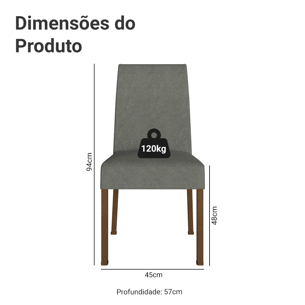 Kit 2 Cadeiras de Jantar 4255 Rustic/Silver Madesa