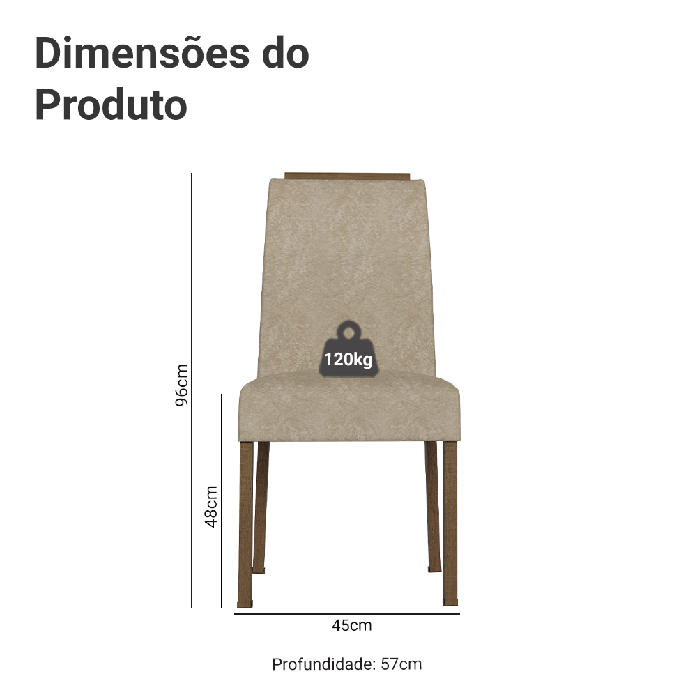 Kit 2 Cadeiras de Jantar 4255 com Espaldar Rustic/Imperial Madesa