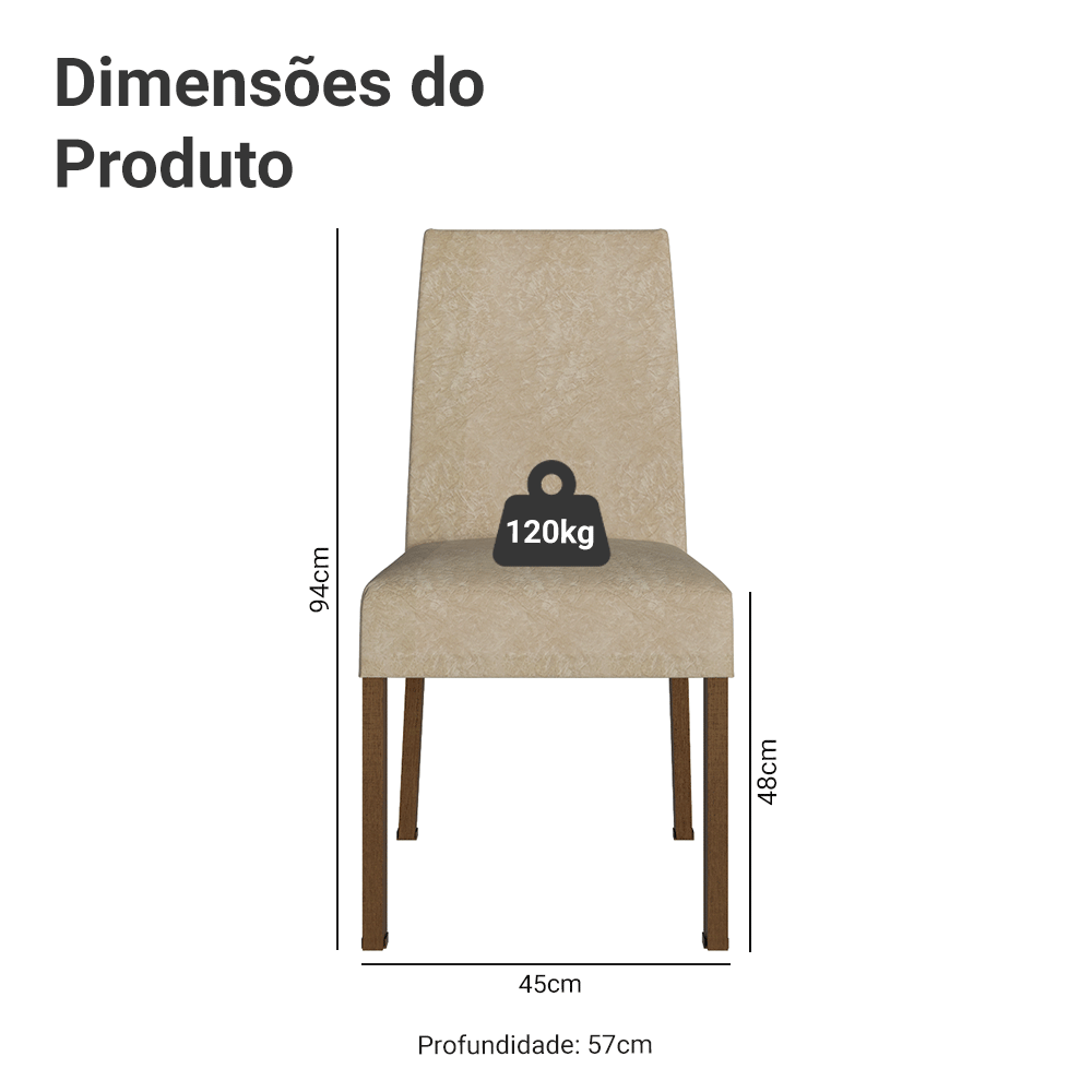 Kit 4 Cadeiras de Jantar 4255 Rustic/Imperial Madesa