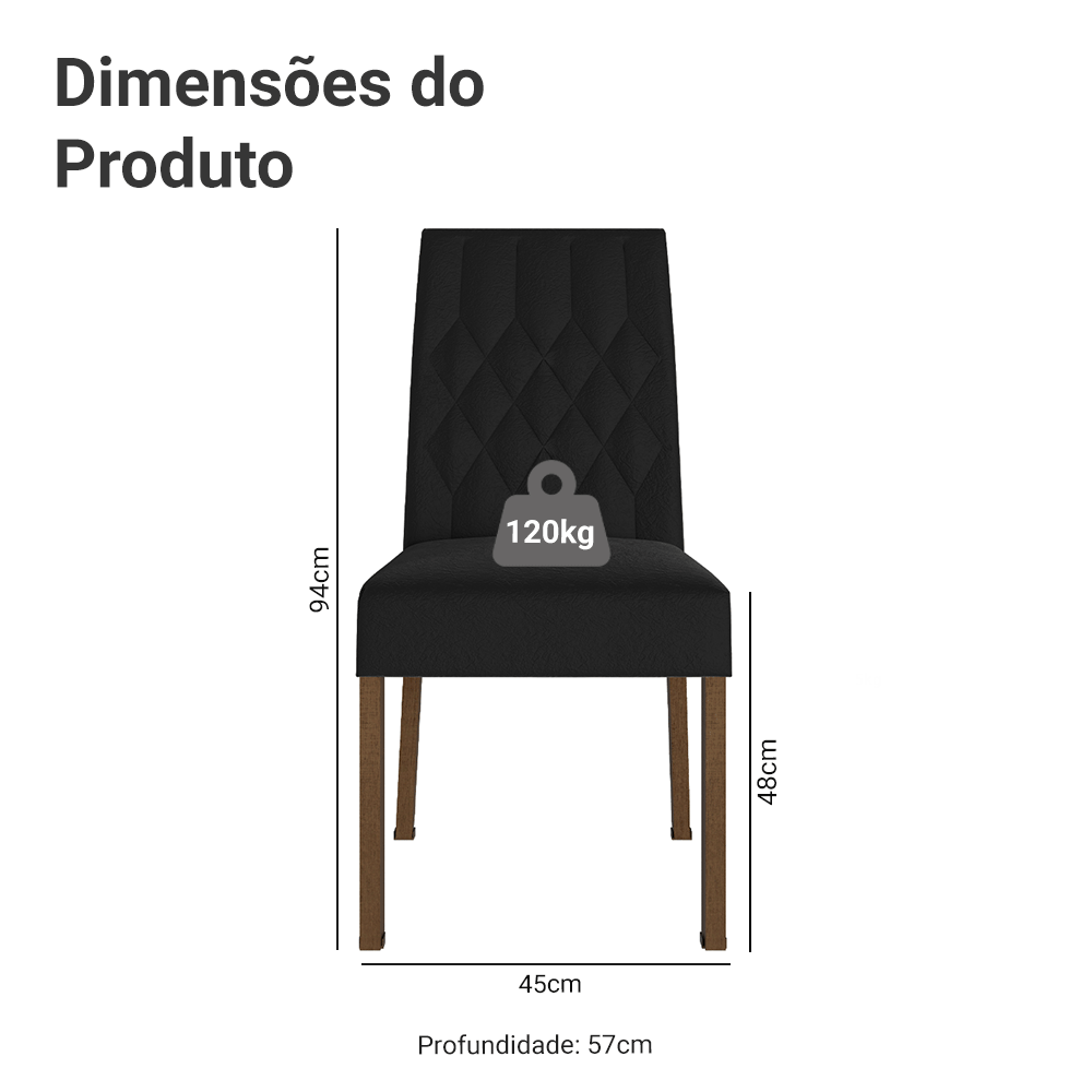 Kit 4 Cadeiras de Jantar 4256 Rustic/Oxford Madesa