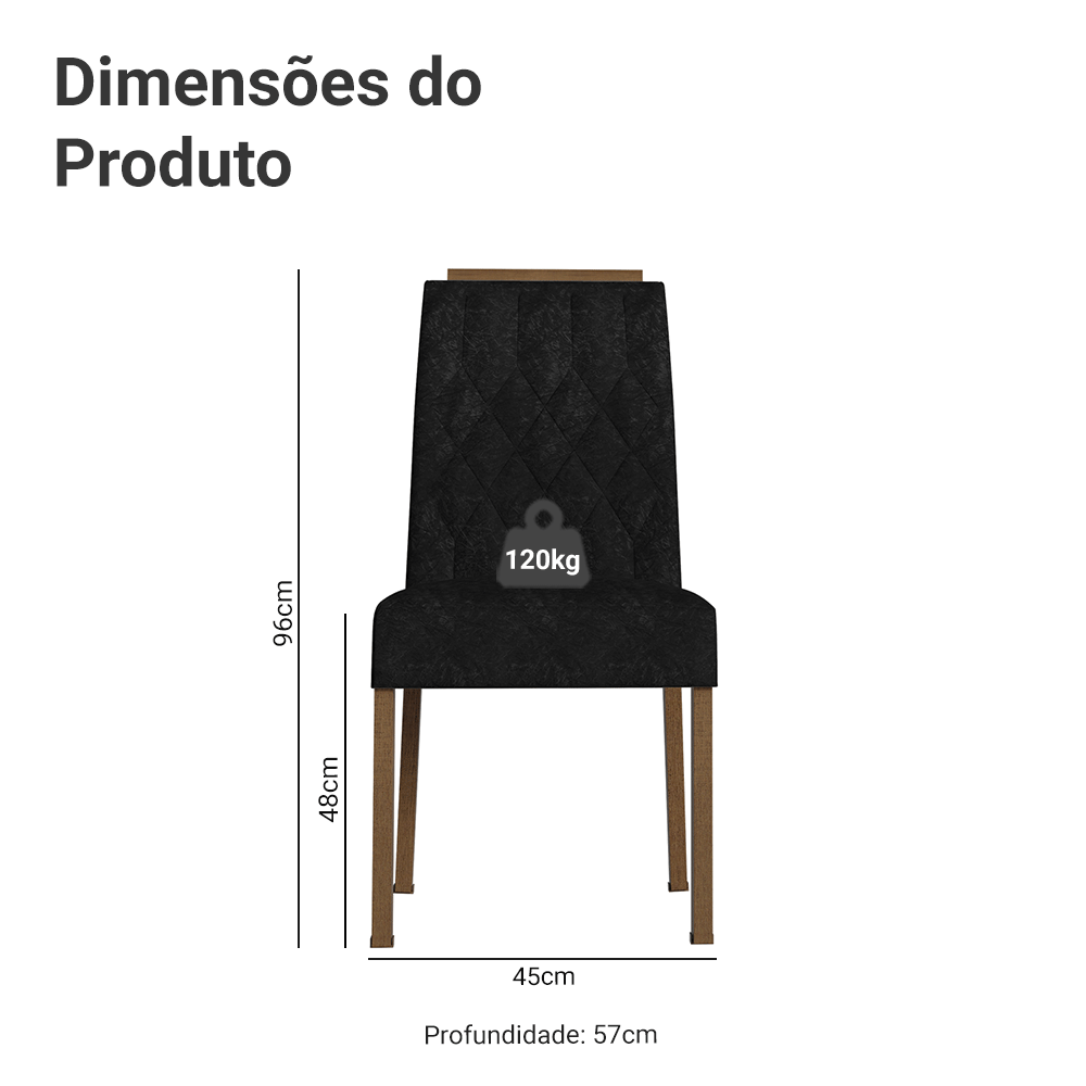 Kit 4 Cadeiras de Jantar 4256 com Espaldar Rustic/Oxford Madesa