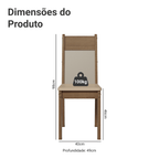Kit 4 Cadeiras 4280 Madesa Rustic/Crema/Sintético Bege