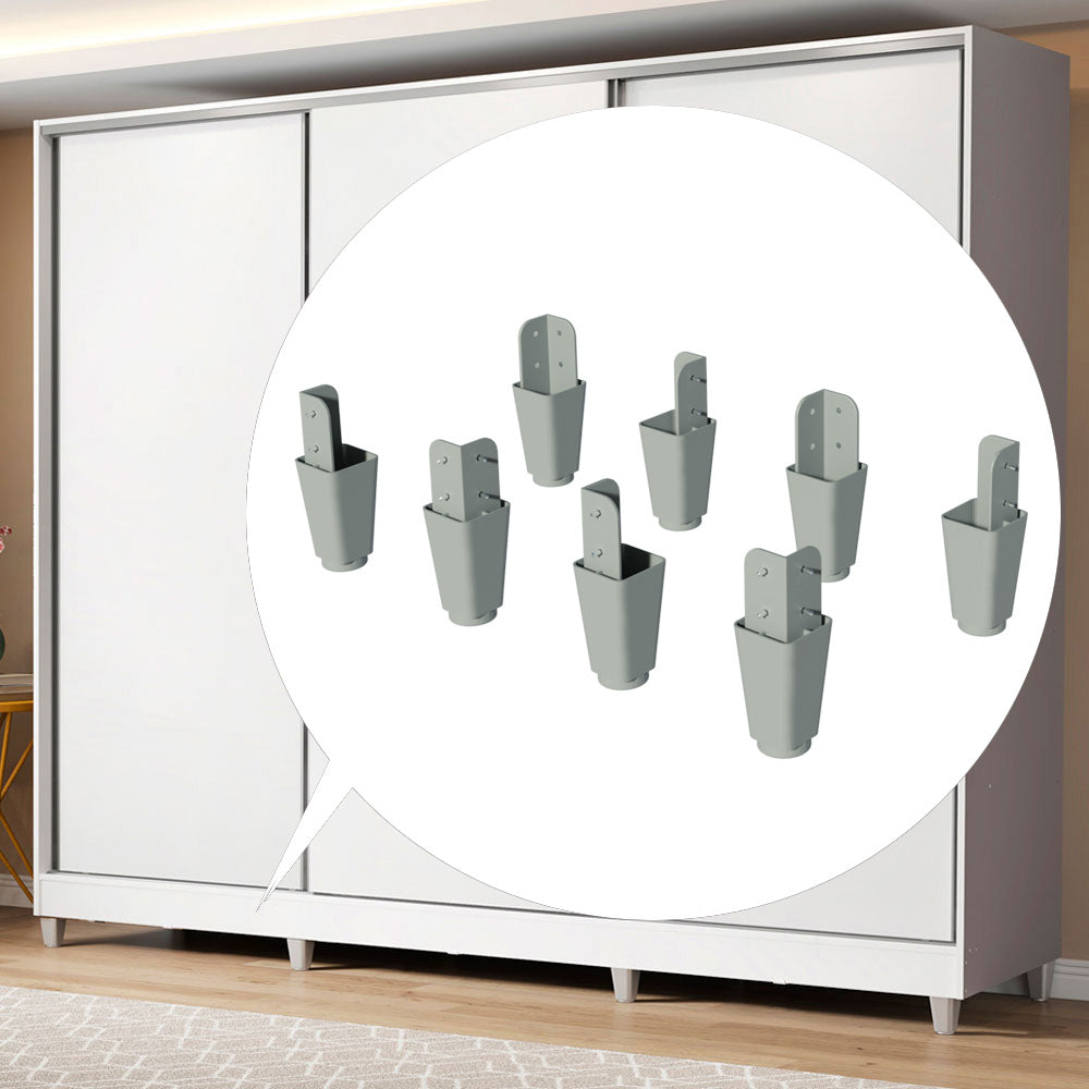 Kit com 8 Pés de PVC para Guarda-Roupas Royale, Reno e Austin Madesa