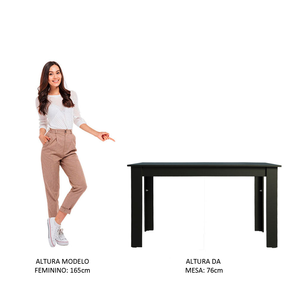 Mesa de Jantar Madesa Retangular Tampo de Madeira 5231 Preto