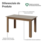 Mesa de Jantar Retangular Tampo de Madeira Rustic/Crema 5231 Madesa