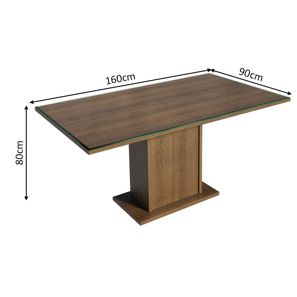 Mesa de Jantar Retangular Tampo de Vidro Rustic 5275 Madesa
