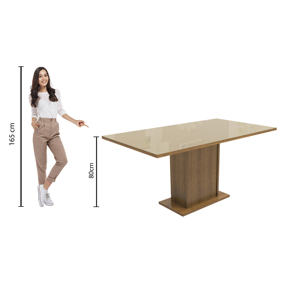 Mesa de Jantar Retangular Tampo de Vidro Rustic/Crema 5275 Madesa