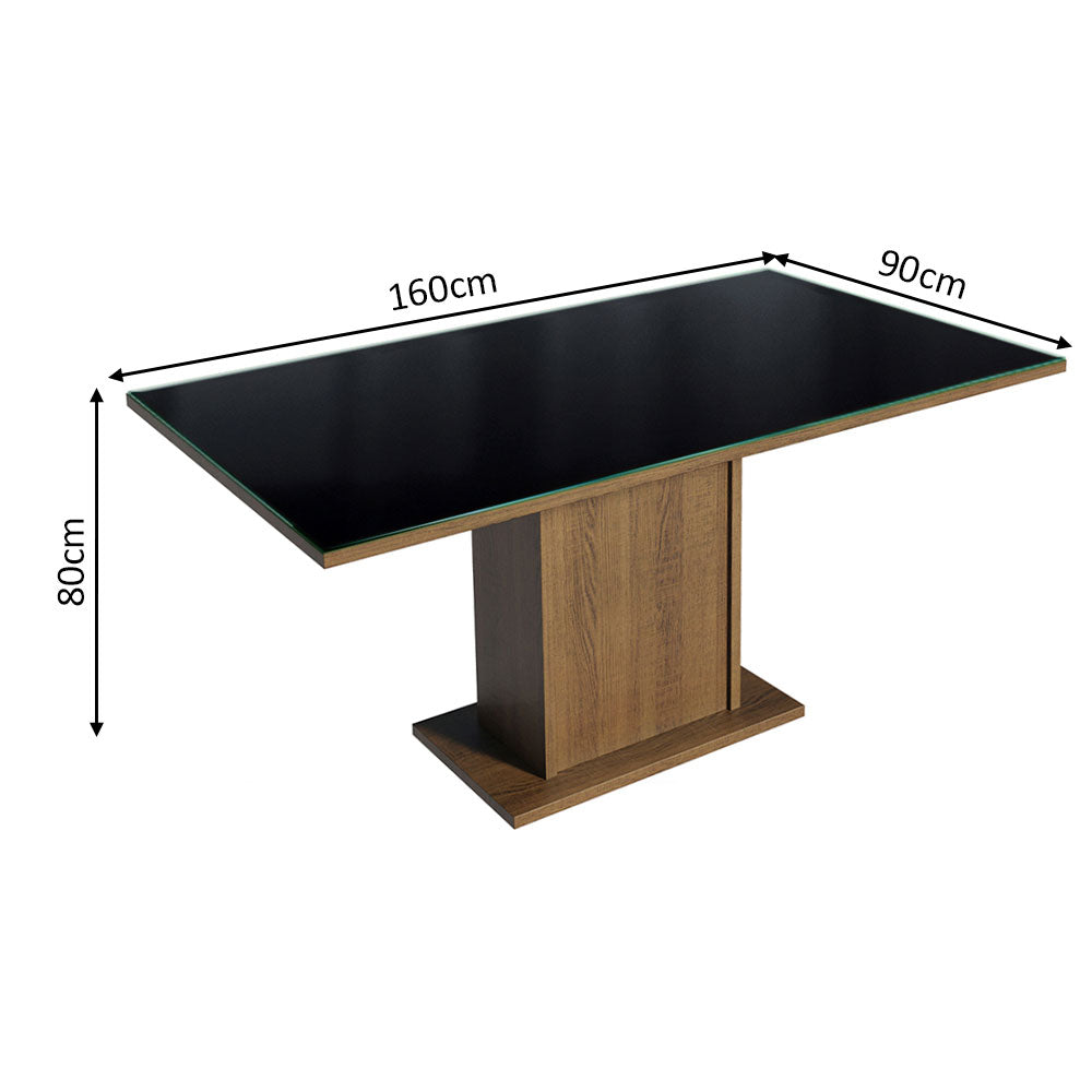 Mesa de Jantar Retangular Tampo de Vidro Rustic/Preto 5275 Madesa