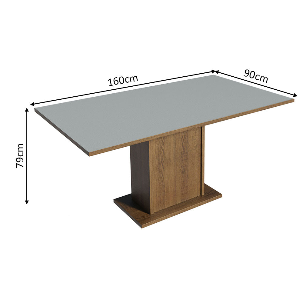 Mesa de Jantar Retangular Tampo de Madeira Rustic/Cinza 5275 Madesa