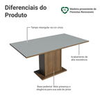 Mesa de Jantar Retangular Tampo de Madeira Rustic/Cinza 5275 Madesa
