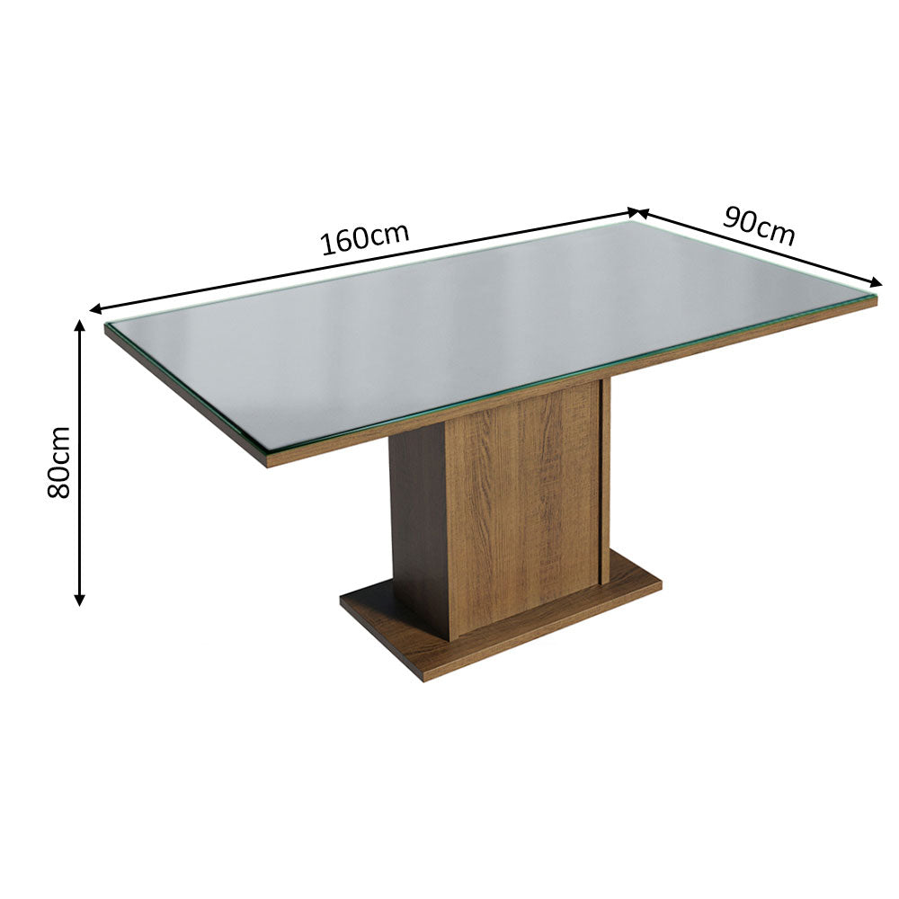 Mesa de Jantar Retangular Tampo de Vidro Rustic/Cinza 5275 Madesa