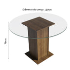 Mesa de Jantar Redonda Madesa 5325 com Tampo de Vidro Rustic