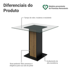 Mesa de Jantar Madesa Quadrada com Tampo de Vidro 5332A Preto/Rustic