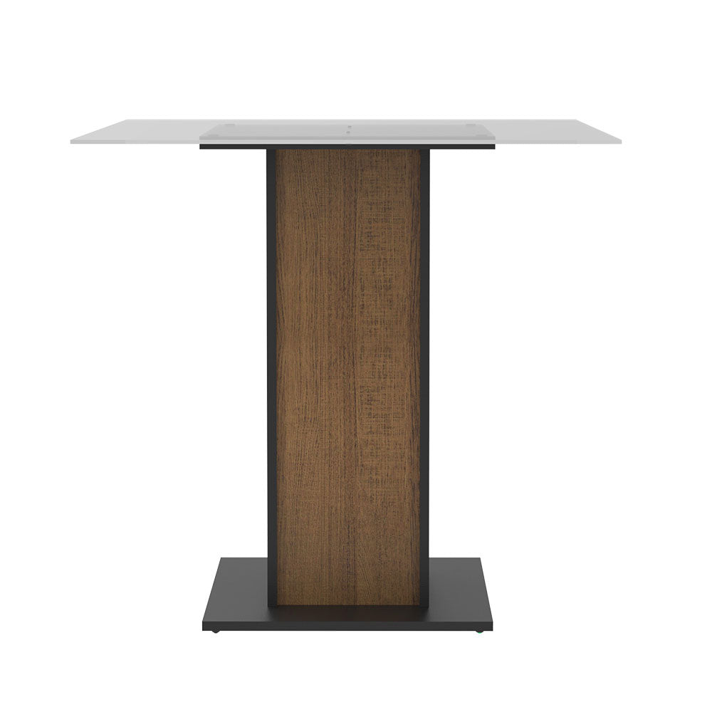 Mesa de Jantar Madesa Quadrada com Tampo de Vidro 5332A Preto/Rustic