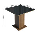 Mesa de Jantar Madesa Quadrada Tampo de Vidro 5363 Rustic/Preto