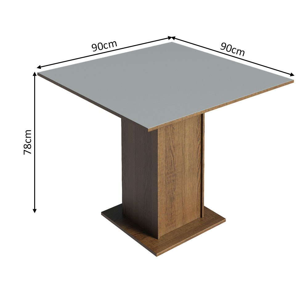 Mesa de Jantar Quadrada Tampo de Madeira Madesa 5363 Rustic/Cinza