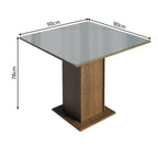 Mesa de Jantar Quadrada Tampo de Vidro Madesa 5363 Rustic/Cinza