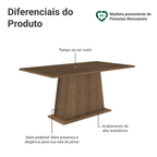 Mesa de Jantar Retangular Tampo de Madeira Rustic 5364 Madesa
