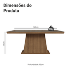 Mesa de Jantar Retangular Tampo com Moldura e Vidro Sobreposto Rustic 5364 Madesa