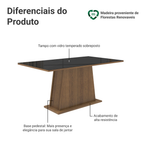 Mesa de Jantar Retangular Tampo de Vidro Rustic/Preto 5364 Madesa 02
