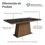 Mesa de Jantar Retangular Tampo com Moldura e Vidro Sobreposto Rustic/Preto 5364 Madesa