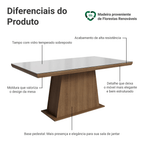 Mesa de Jantar Retangular Tampo com Moldura e Vidro Sobreposto Rustic/Branco 5364 Madesa