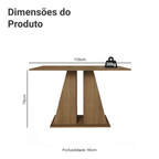 Mesa de Jantar Retangular com Tampo de Madeira Rustic 5383 Madesa