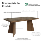 Mesa de Jantar Retangular Tampo com Moldura e Vidro Sobreposto Rustic 5389 Madesa