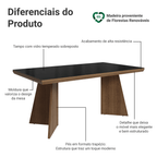 Mesa de Jantar Retangular Tampo com Moldura e Vidro Sobreposto Rustic/Preto 5389 Madesa