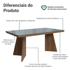 Mesa de Jantar Retangular Tampo com Moldura e Vidro Sobreposto Rustic/Cinza 5389 Madesa