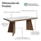Mesa de Jantar Retangular Tampo com Moldura e Vidro Sobreposto Rustic/Branco 5389 Madesa