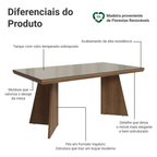 Mesa de Jantar Retangular Tampo com Moldura e Vidro Sobreposto Rustic/Crema 5389 Madesa